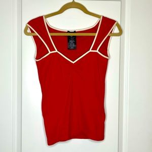 Bebe red top white trim, size M